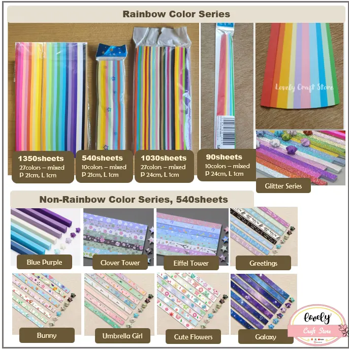 LovelyCraftStore | DIY 90/540 sheets/pack Star Origami Paper Kertas Origami Bintang Kertas Bintang Star Paper