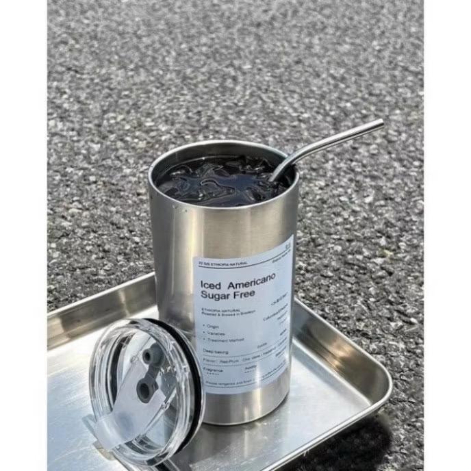    Loại 1   Cốc Giữ Nhiệt Ly Giữ Nhiệt Iced Americano Inox 304 Đúc Liền Khối Cao Cấp Có Nắp Đậy Tặng Kèm Ống Hút 