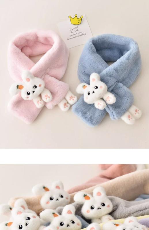 Product Introduction of Korean Women's Lovely Cartoon Rabbit Rabbit Fur Cross Plush Scarf Girl's Winter Neck Protection Thick Warm Fake Neck Bib 7