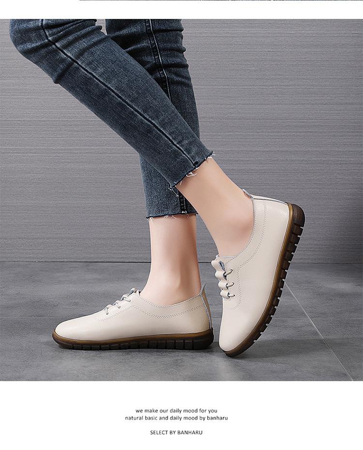 Product Introduction of Spring New Large Size Women's Genuine Leather Shoes Casual Flat Shoes Women's Middle-Aged and Elderly Soft Bottom Mom Shoes Small Leather Shoes Wholesale 16