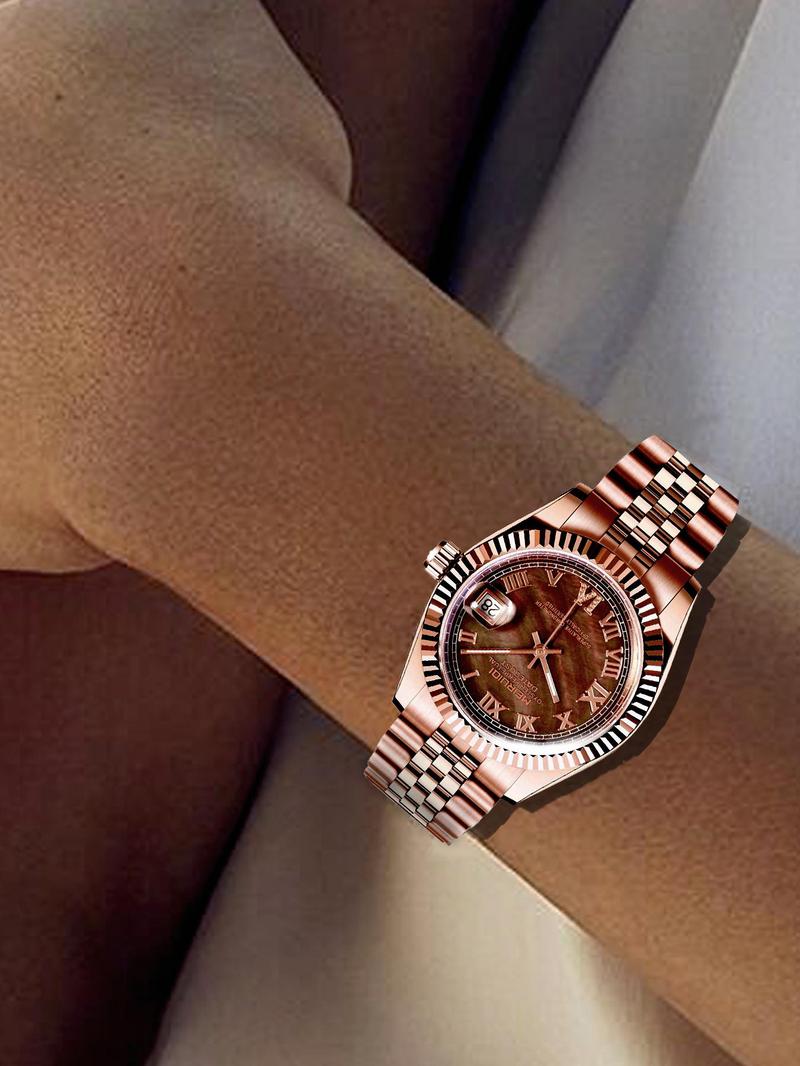 Product Introduction of Women's Elegant Rose Gold Fashion Mechanical Watch, Fashion Watch for Party, Daily Clothing Decor, Trendy All-match & Exquisite Watch for Birthday Gift with Box 3