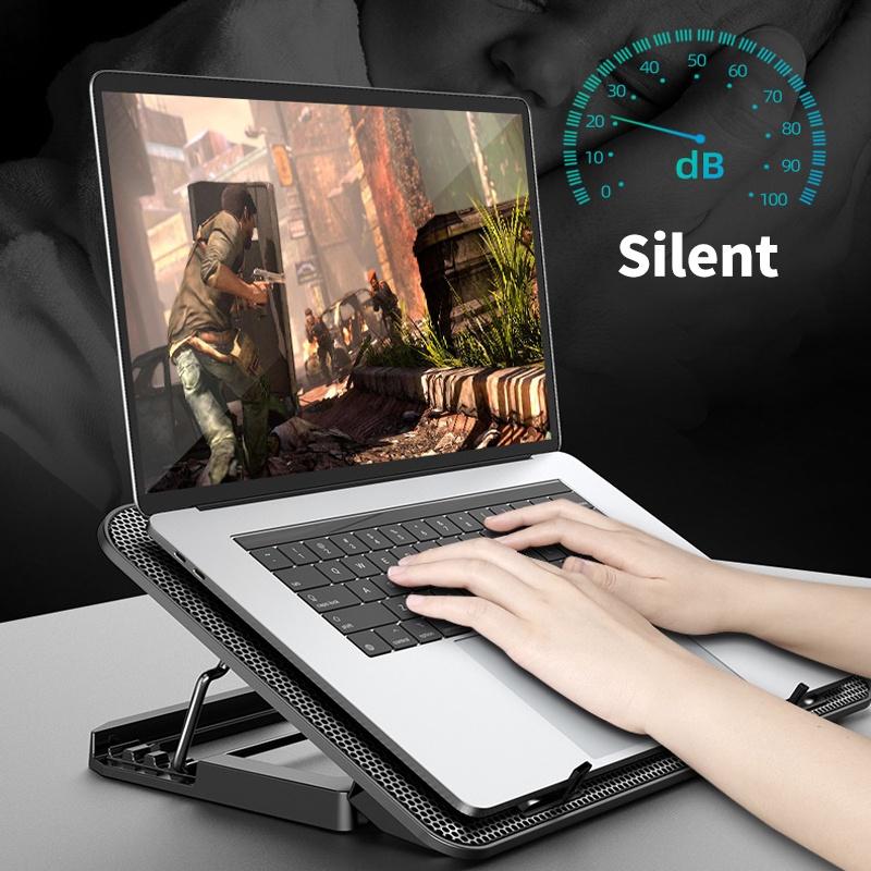 Cooling Pad Laptop Fan Portable 2/6 Fans LED Silent Noise Cooler Foldable 9"-17" LED Light Fan Adjustable Height