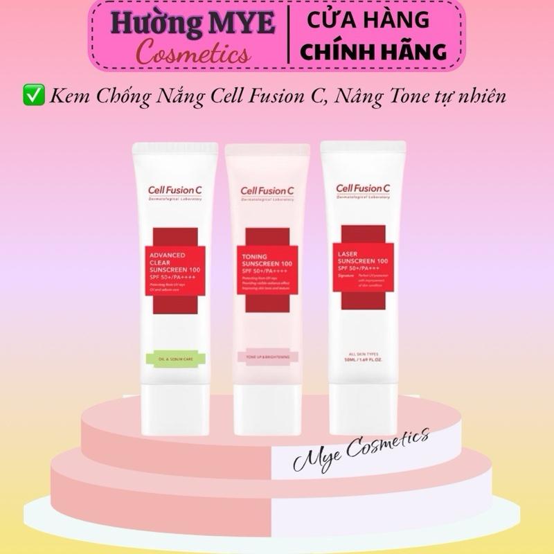 Kem Chống Nắng Cell Fusion C  (50ml) Sunscreen spf 50 pa++++ fullsize Nâng Tone trắng hồng