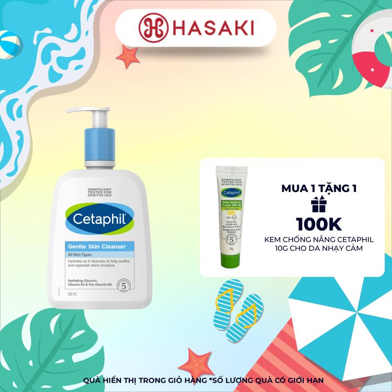 [MUA 1 TẶNG 1] Sữa Rửa Mặt Cetaphil Dịu Nhẹ Cho Da Nhạy Cảm 500ml (Mới) | HASAKI BEAUTY