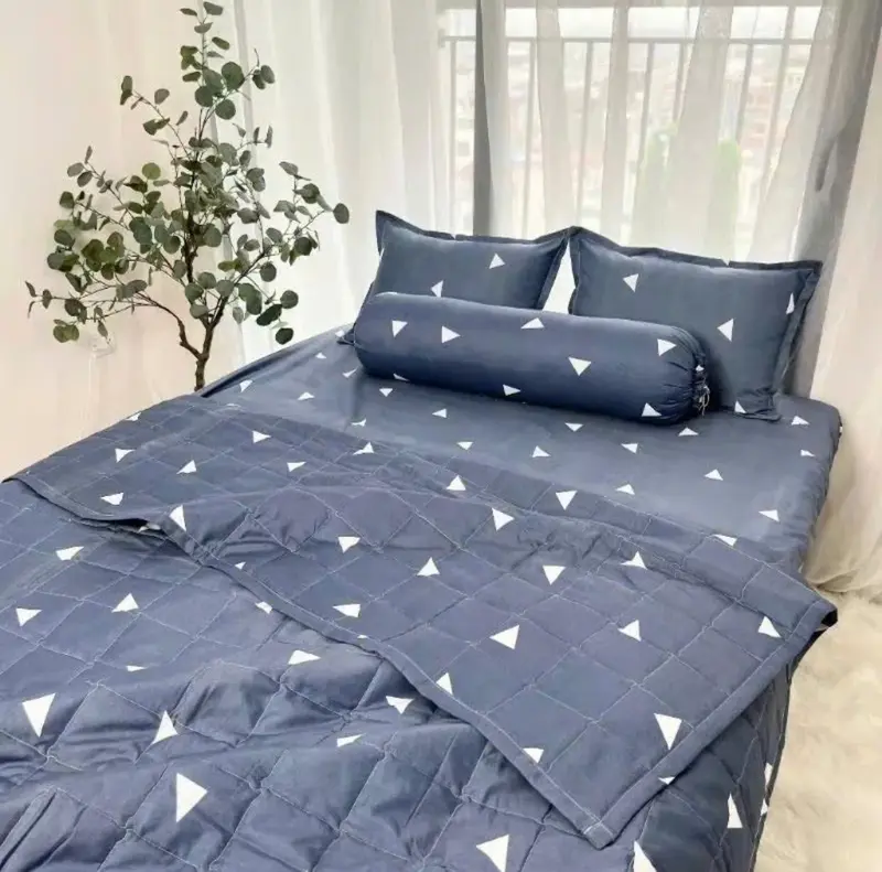 Set 4 món bộ ga gối kèm vỏ gối ôm(không kèm chăn)vải cotton poly mẫu người máy ngộ nghĩnh 4