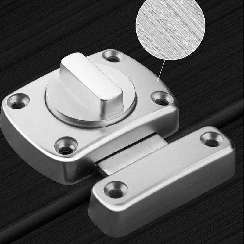 Rotating Push-type Door Lock, Multipurpose Stainless Steel Door Lock, Thickened Door Lock Buckles for Home, Office, Hotel, Apartment 6