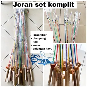 Pacific Fishing Joran Fiber Set Komplit 90cm 100cm 110cm 130cm dengan Senar Kail dan Pelampung Siap Pakai