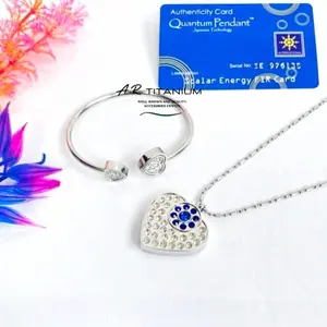 1 SET Kalung Sehat Quantum Pendant Titanium Wanita Motif Love Bisa Bayar Di Tempat Hitam Liontin Perhiasan