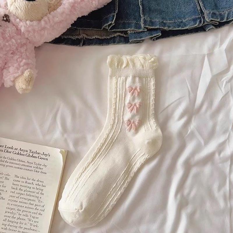 Product Introduction of Tất Lolita, 1 Đôi, Có Nơ, Ống Giữa, Phong Cách Preppy, Tất Công Chúa, Thời Trang Đường Phố JK vớ  da 29
