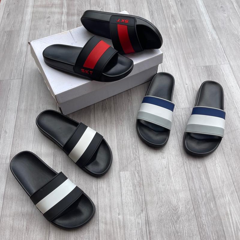 Dép Nam Quai Ngang Kẻ Ngang Phối Đỏ Đen Cực Chất- Mẫu Đơn Giản 2024 DéP Dép Lê Đế Bằng Slipper Cao Su