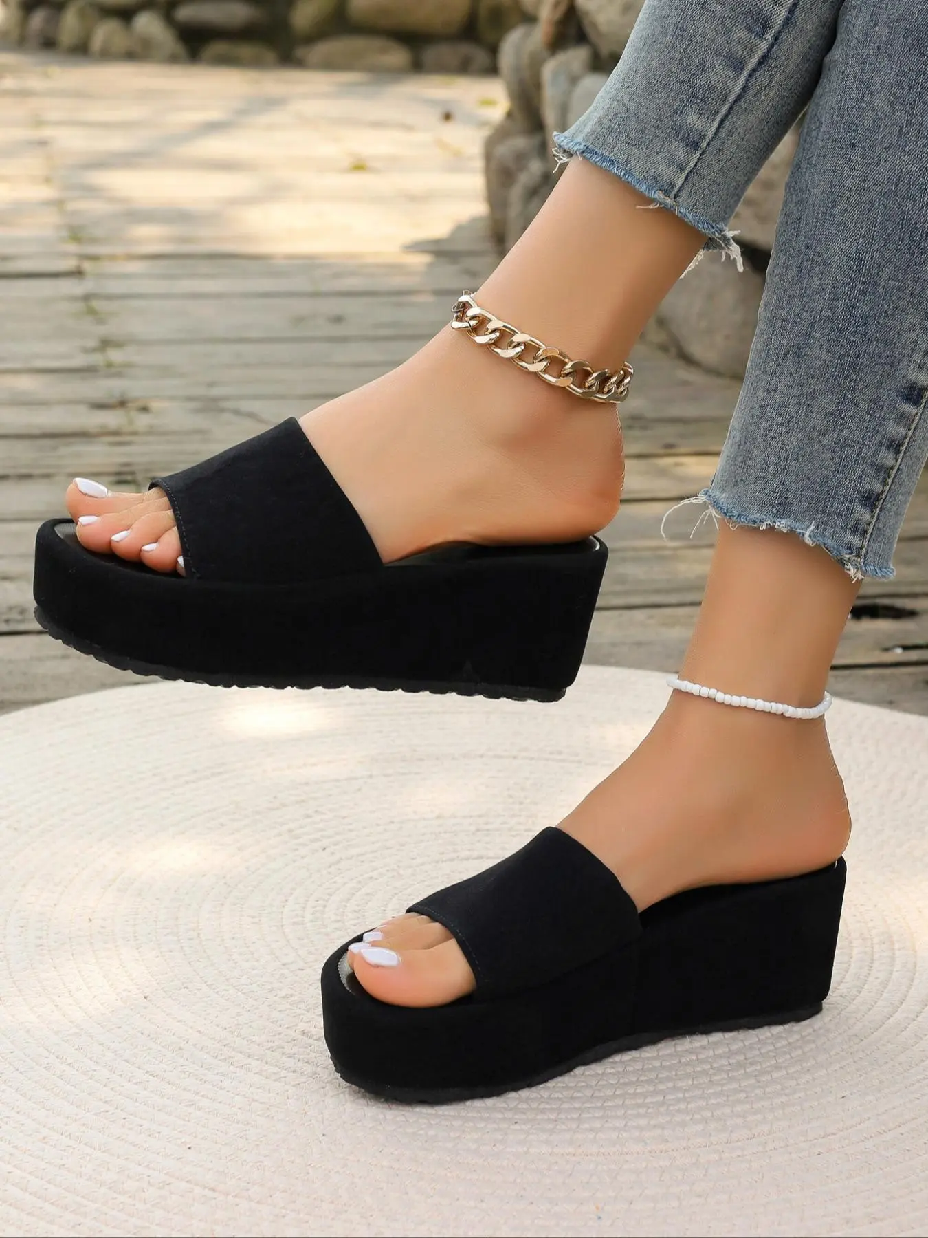 Women's Fashion Colorblock Platform Sandals, Casual Comfortable Wedge Sandals for Summer, Female All-match Shoes for Daily Wear, Girl