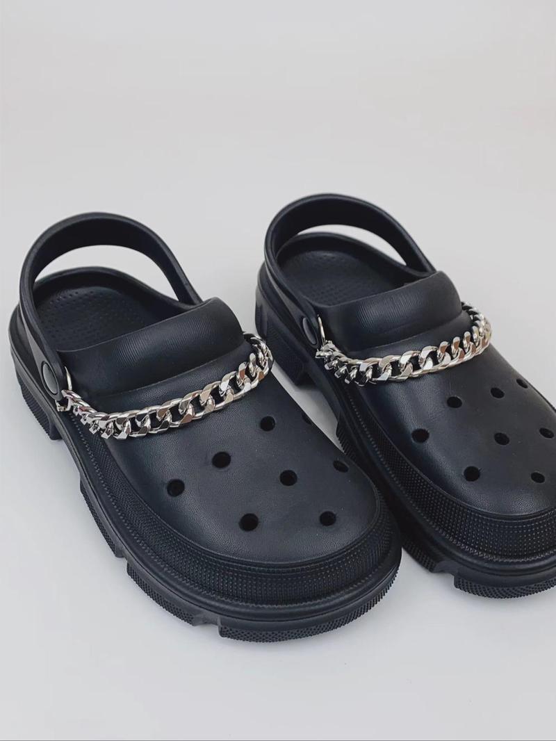 Product Introduction of Punk Style Rhinestone Decorated Cuban Chain Design Shoes Decorations, Fashionable Novelty Shoes Decorations for Clogs, Dazzling Glamour Trendy Holiday Shoe Accessories for Women & Men, Valentine's Day, Gift 15