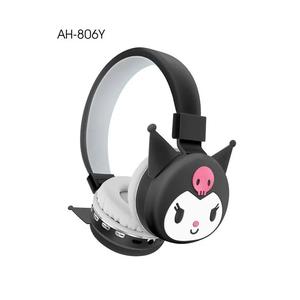 Fon Kepala Bluetooth, Sanrio Hello Kitty dan Kuromi, Alat Dengar Tanpa Wayar  dengan Mikrofon, Fon Telinga Ringan Boleh Dilipat, Sesuai untuk Telefon dan Komputer Riba Audio Earphones earbud wireless headphone airpods black Mic Amplifier