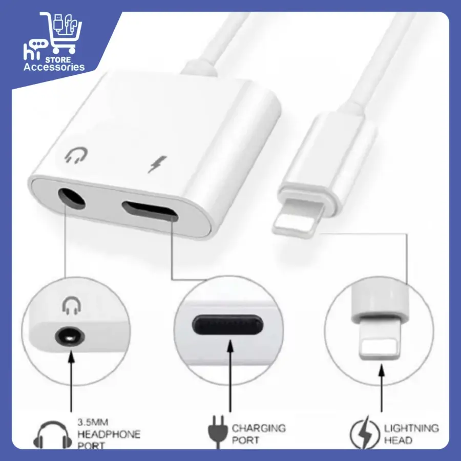 Cable Lightning MH-030 Adapter 3.5mm Jack 2in1 Converter untuk HP Iphon Kabel MH030 Controller Charger