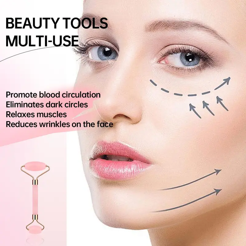 Facial Massage Tool Set, 6 Counts/set Double-ended Roller Massager & Hair Band & Wristband & Long Handle Comb & Silicone Scrubber, Skin Care Tool for Women 4