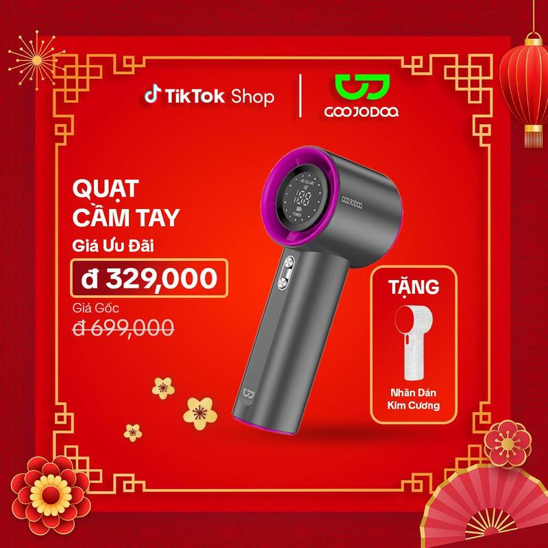 【GOOJODOQ 2025 Quạt cầm tay tốc độ cao mới ngoài trời di động 100 tốc độ màn hình kỹ thuật số turbo miniSố Pin 4000 MaH Sử Dụng Lên Đến 2-10H