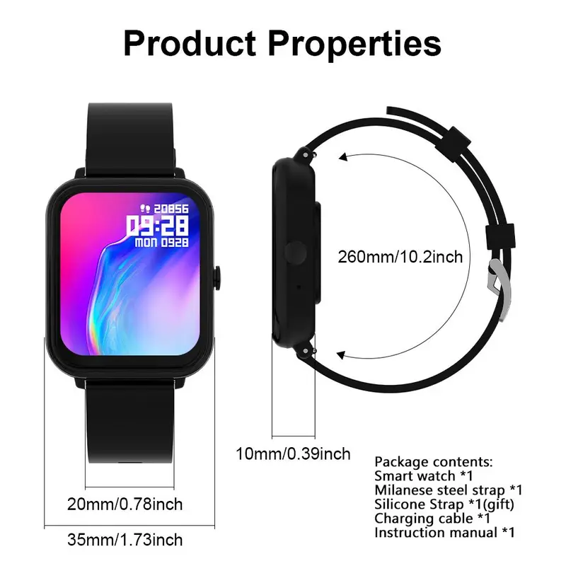 Smart Watch, 1 Count Smartwatch Fitness Tracker With Heart Rate & Sleep Tracking For iPhone & Android Phones, Wearable Devices, Waterproof Digital Watch, Stocking Fillers Gift 1