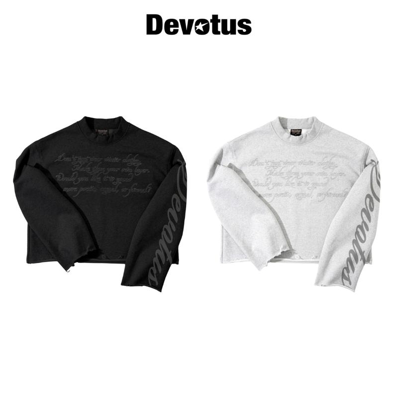 ÁO TAY DÀI nỉ TWILL 450gsm form crop boxy Devotus Local Brand Unisex - LAYERSCRIPT LONGSLEEVE