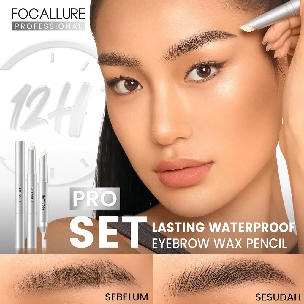 Focallure Pro-set 2-in-1 Waterproof 3D Eyebrow Wax Pencil Eyebrow Gel Lasting Built-in Brush Lightweight Non-sticky Styling Shape Neaty Focallure Fluffy Odorless Transparent Focallure