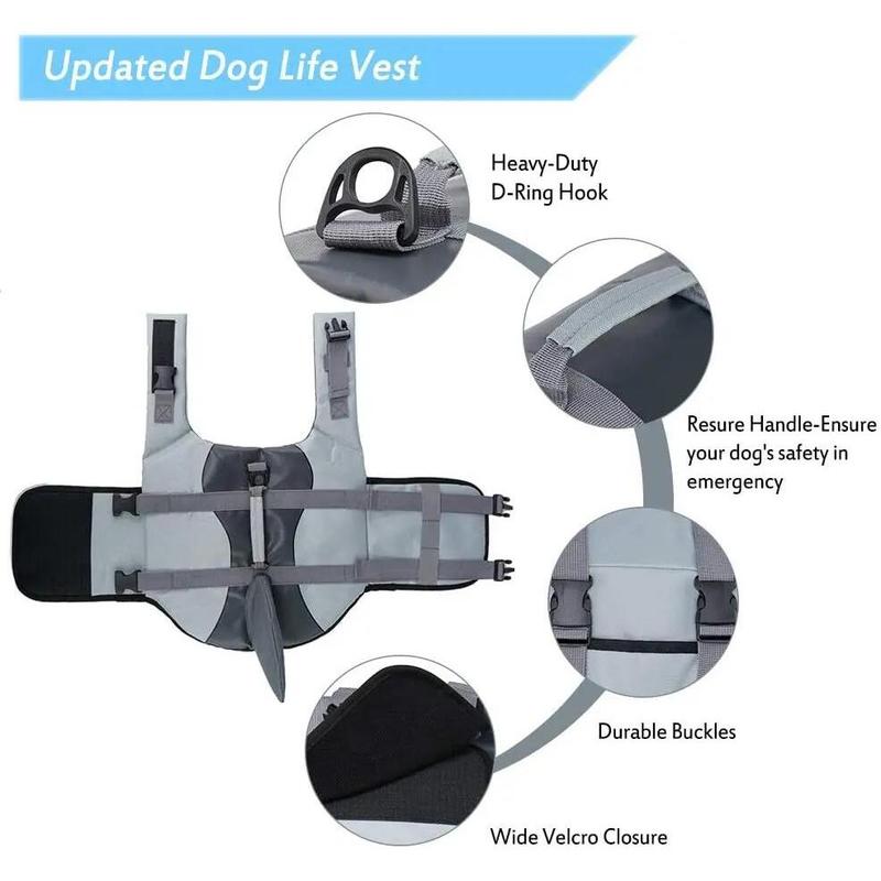 Product Introduction of Lifesaver Life Jacket Ripstop Shark Vests with Rescue Handle Pet Dog Safety Swimsuit for Swimming Pool Beach Boating 19