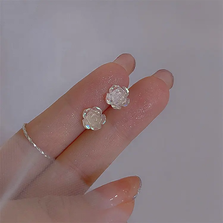 Bông Tai Đinh tán Hoa Hồng, Nhiều Màu, Bạc, Dành Cho Nữ, Ngọt Ngào Và Giá Cả Phải Chăng, Thiết Kế Sang Trọng, Phong Cách INS, Hoa Nhẹ Nhàng, Thích Hợp Cho Các Cô Gái, [Si925]
