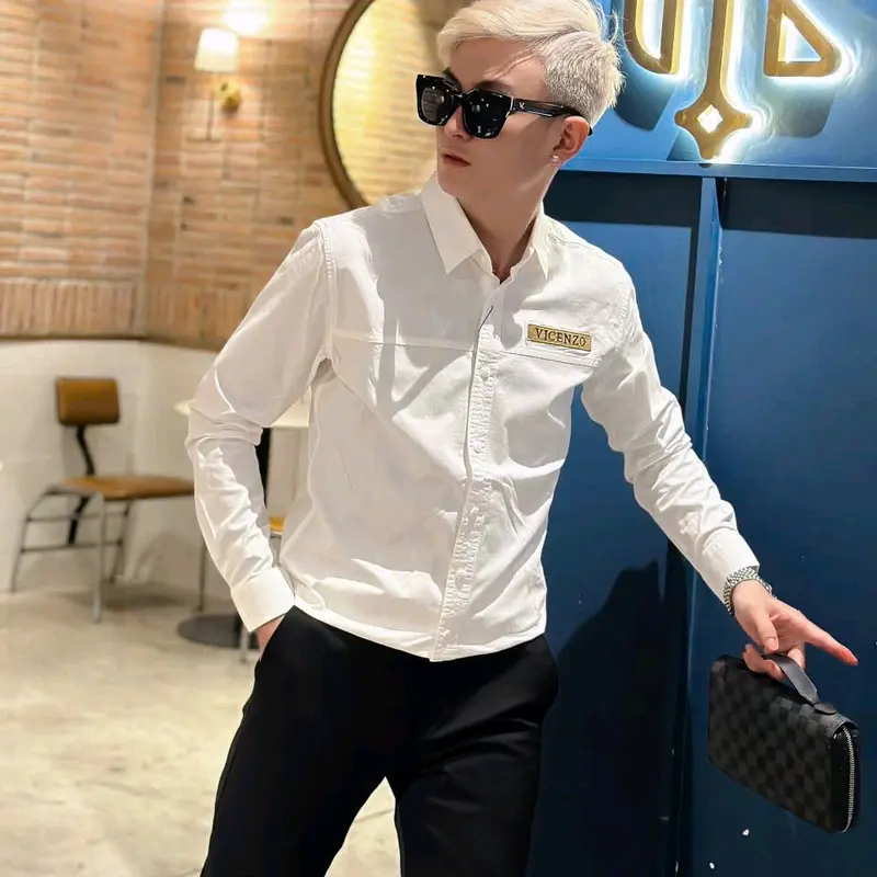 Áo Sơ Mi Nam Ngắn Tay Vải Kaki Vicenzo Shirt 3372 Kem - Nhung, Trắng Menswear 1
