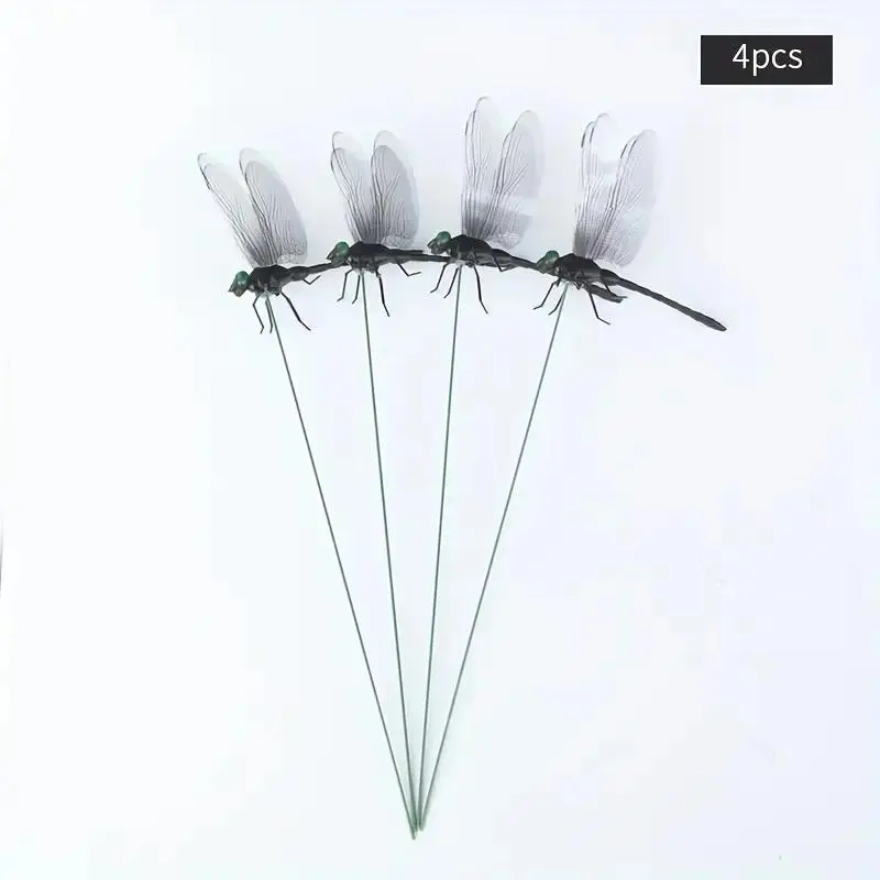 Dragonfly Design Garden Stake (4pcs/set), Garden Decor Stake with Bendable Wire, Garden Decoration Supplies for Home Yard Garden 8