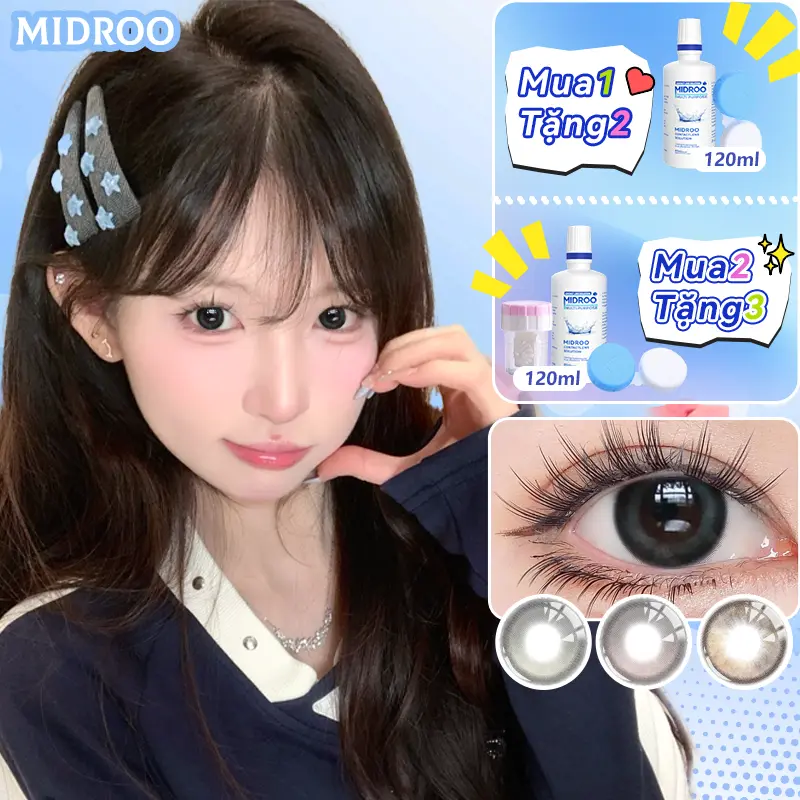 [Mua 1 Tặng 2]  Labonita Kính áp tròng 0-6 Độ Lens 1 Năm Bana 14.2mm Lens With 120ml Solution for cô gái