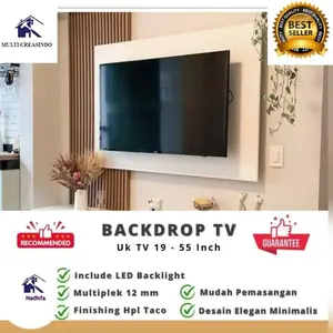 Backdrop tv +  Lampu LED  AESTHETIC gantung Minimalis Modern PREMIUM QUALITY bahan multiplek plywood Garansi