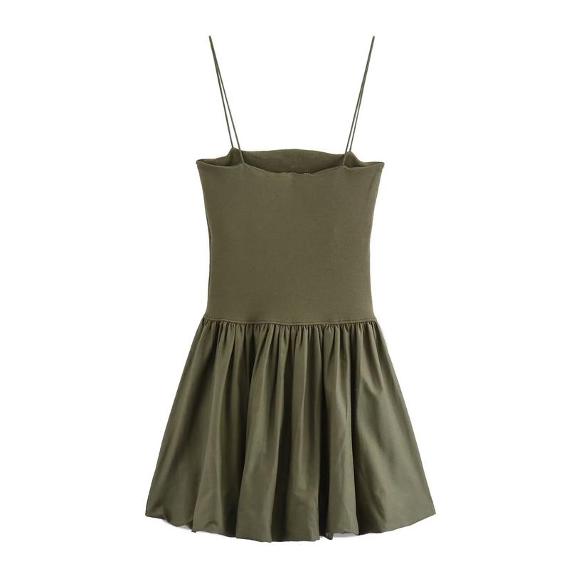 Product Introduction of Summer Fashion Puffy Patchwork Sling Slimming Dress 10