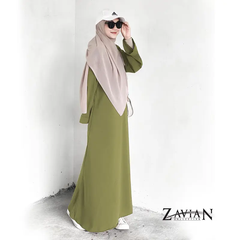 Zavian Gamis Abaya Wanita Kekinian Polos Wolpis Premium Ukuran S M L XL XXL /Basic Abaya Polos Wanita Terbaru Muslim Hitam Remaja Syari Dress Dewasa Maxi Lebaran Mewah Simple Arab Pesta 1