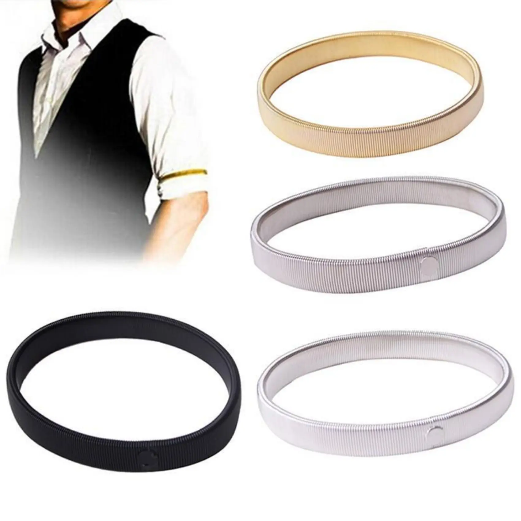 1pcs Anti-slip Stretch Armband Garter Shirt Sleeve Holders Simple Solid Color Arm Band