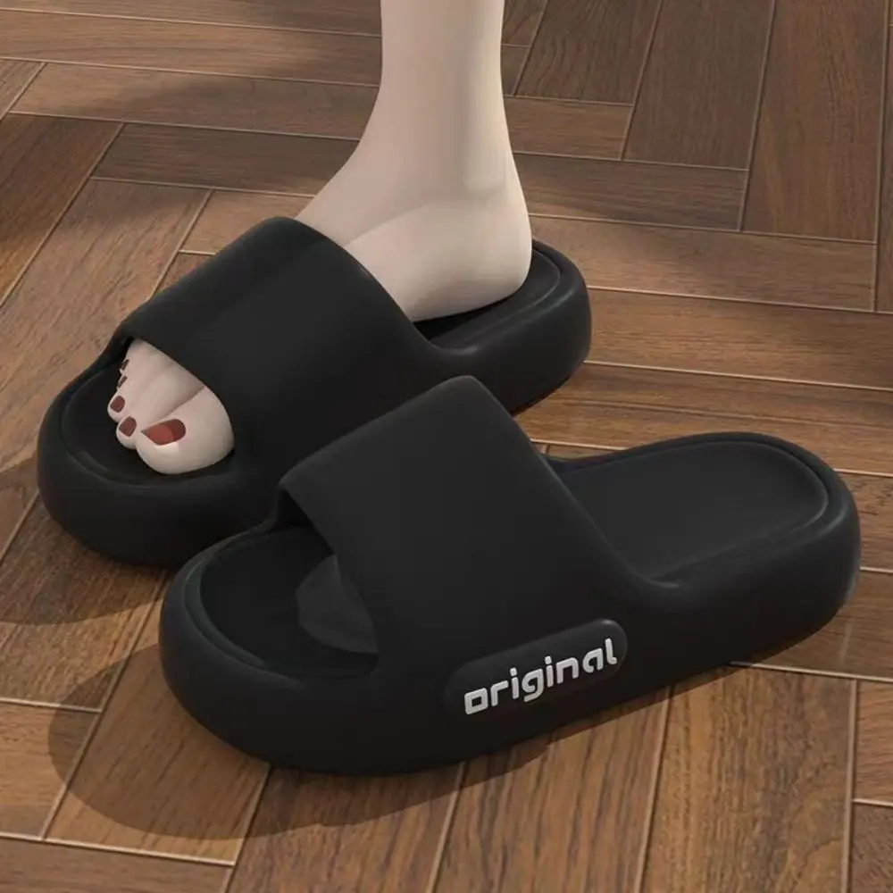 Casual Fashion Thick Platform Slippers Soft Sole Beach Shoes Non-slip Flip Flops Simplicity Letter Unisex House Shoes Home