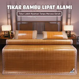Tikar Lipat Bambu Alami Premium Adem & Halus / Karpet Rotan Alas Tidur Lantai Besar FREE TAS -X6 A1