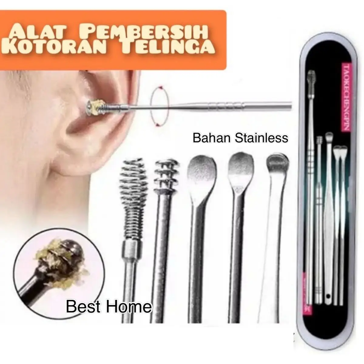 Alat Pembersih Telinga Korek Kuping Bahan Stainless