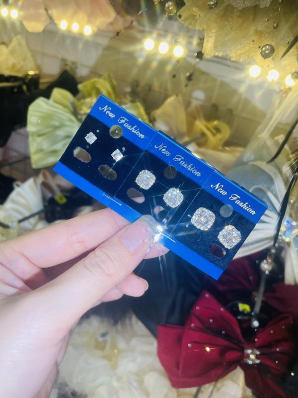 (Combo 3 đôi ) khuyên tai vuông ( chất liệu Titan )- thời trang phong cách Nam nữ