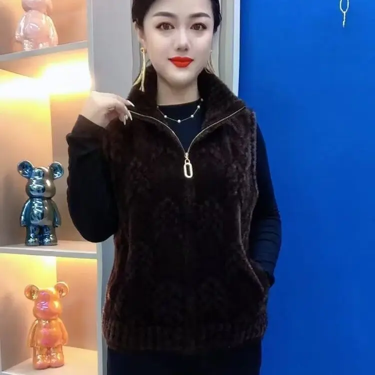 Quần Áo Mùa Đông Cho Mẹ, Phong Cách Phương Tây, Áo Khoác Nhung Lông Chồn, Trang Phục Mùa Thu Thanh Lịch, Áo Vest, Thích Hợp Cho Phụ Nữ Trung Người Già Và Cao Tuổi, Áo Vest Dễ Phối Đồ, Hàng Mới Về 2024 8