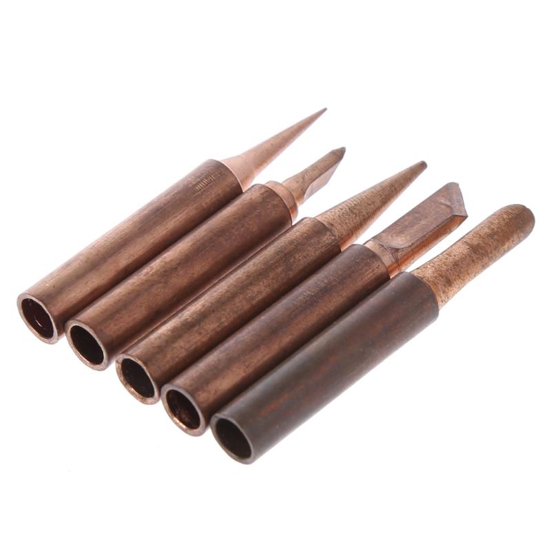 XDYZ 5 Pcs  Soldering Tips Kit 900M Lead-Free Copper Solder Iron Tip Welding Tool Replacement Accessories Multi-shaped Tips 6