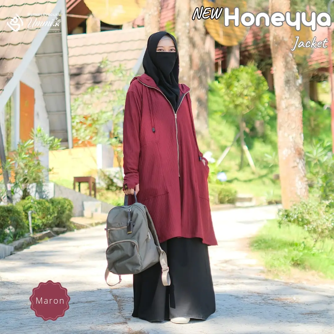 Jaket New Honeyya by Rumah Produksi Ummi | Jaket Handsock Muslimah Wanita | Jaket Outer Knit oversize Panjang