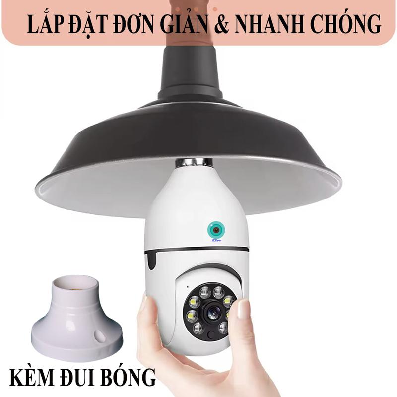 Camera wifi ICSEE Bóng Đèn , quay 360 độ , ban đêm có màu , đàm thoại 2 chiều , cảnh báo còi hú , tin nhắn , đàm thoại 2 chiều 1