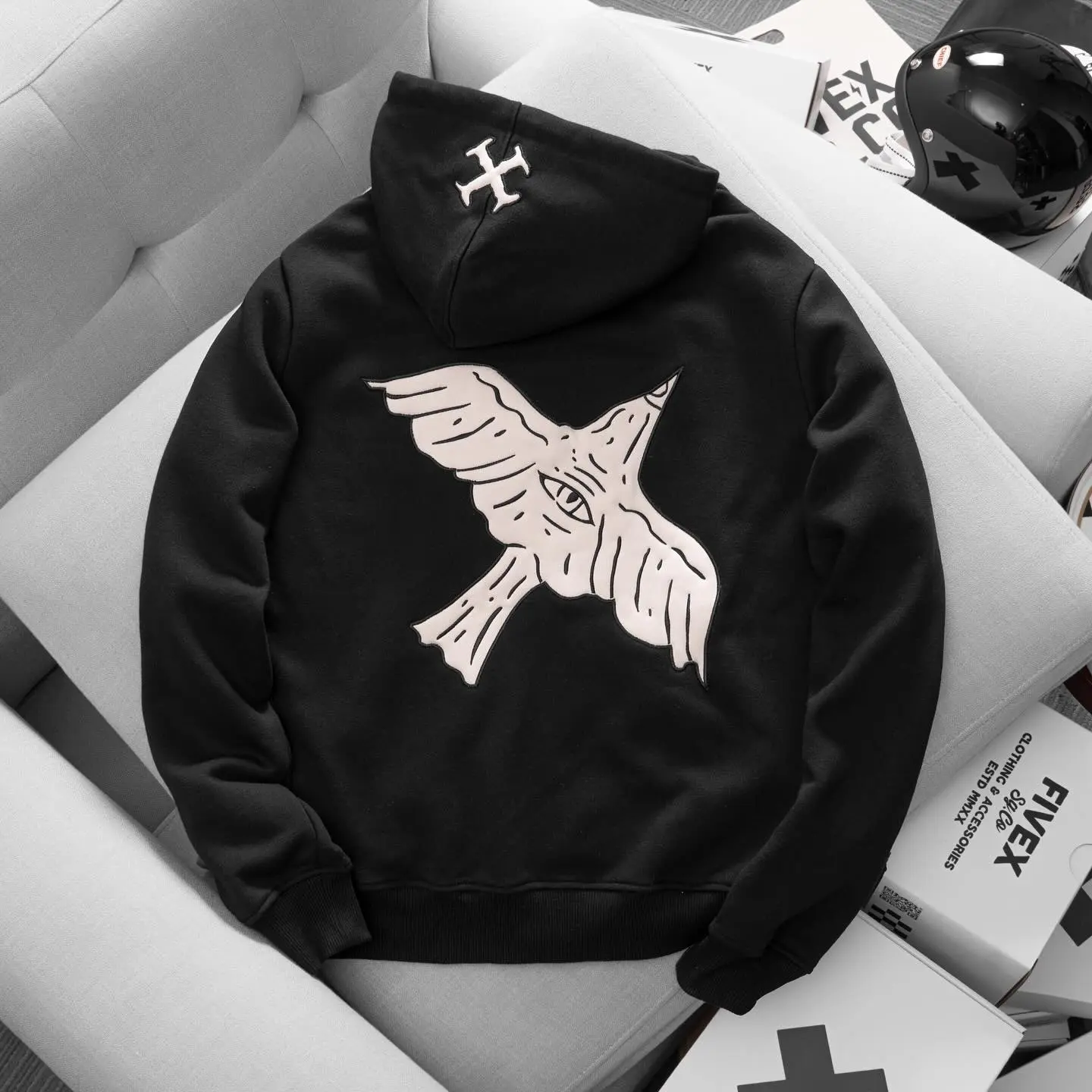 ÁO HOODIE ZIP FIVEX BST EMBRACE THE JOURNEY-Black Nam Menswear Dài Tay Unisex Zipper