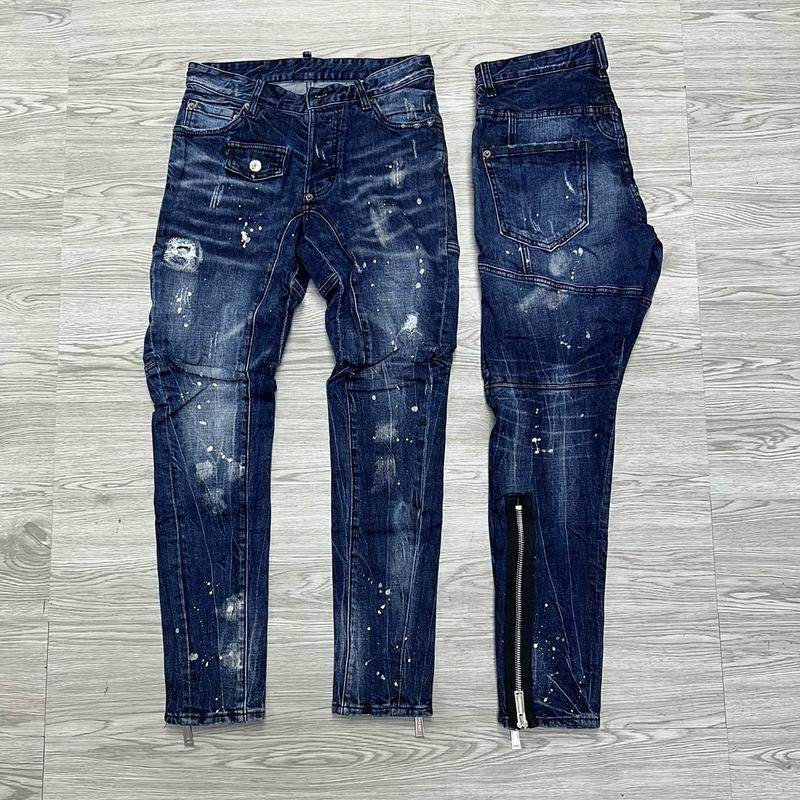 QUẦN JEAN NAM MÃ D2-40 DÁNG BIKER PHOM NHỎ KHOÁ CHÂN RÁCH CÓ VÁ 4 CÚC BÒ DÀI CAO CẤP CO DÃN PHOM ÔM CHÂN DS-Q Có Túi