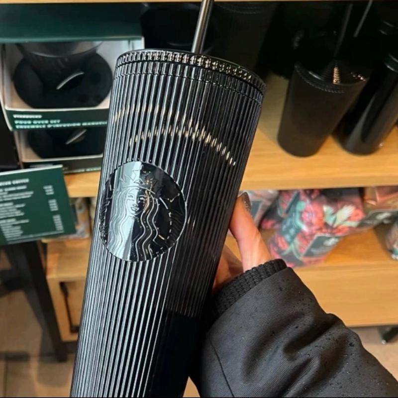 Ly StarBuck Đen Cao Cấp Logo Khắc Tặng Túi Bóng