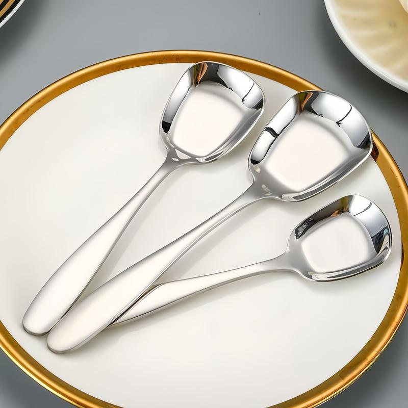 Stainless Steel Square Flat Spoon Rice Spoon Public Tablespoon - TikTok ...