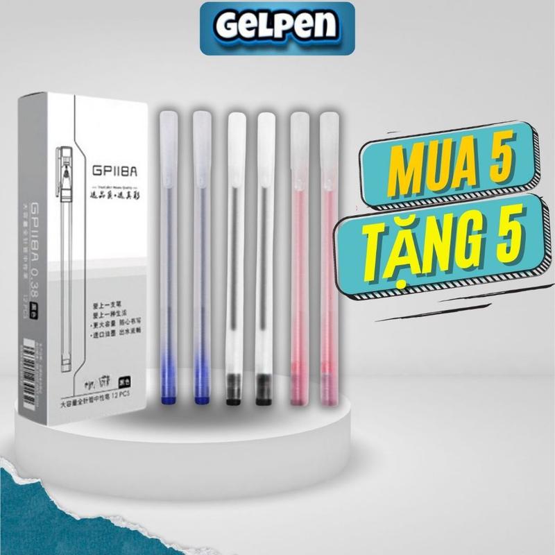 Bút gel khô nhanh ba màu đen đỏ xanh GelPen bút nước Muji bản dupe thay được ngòi 13cm
