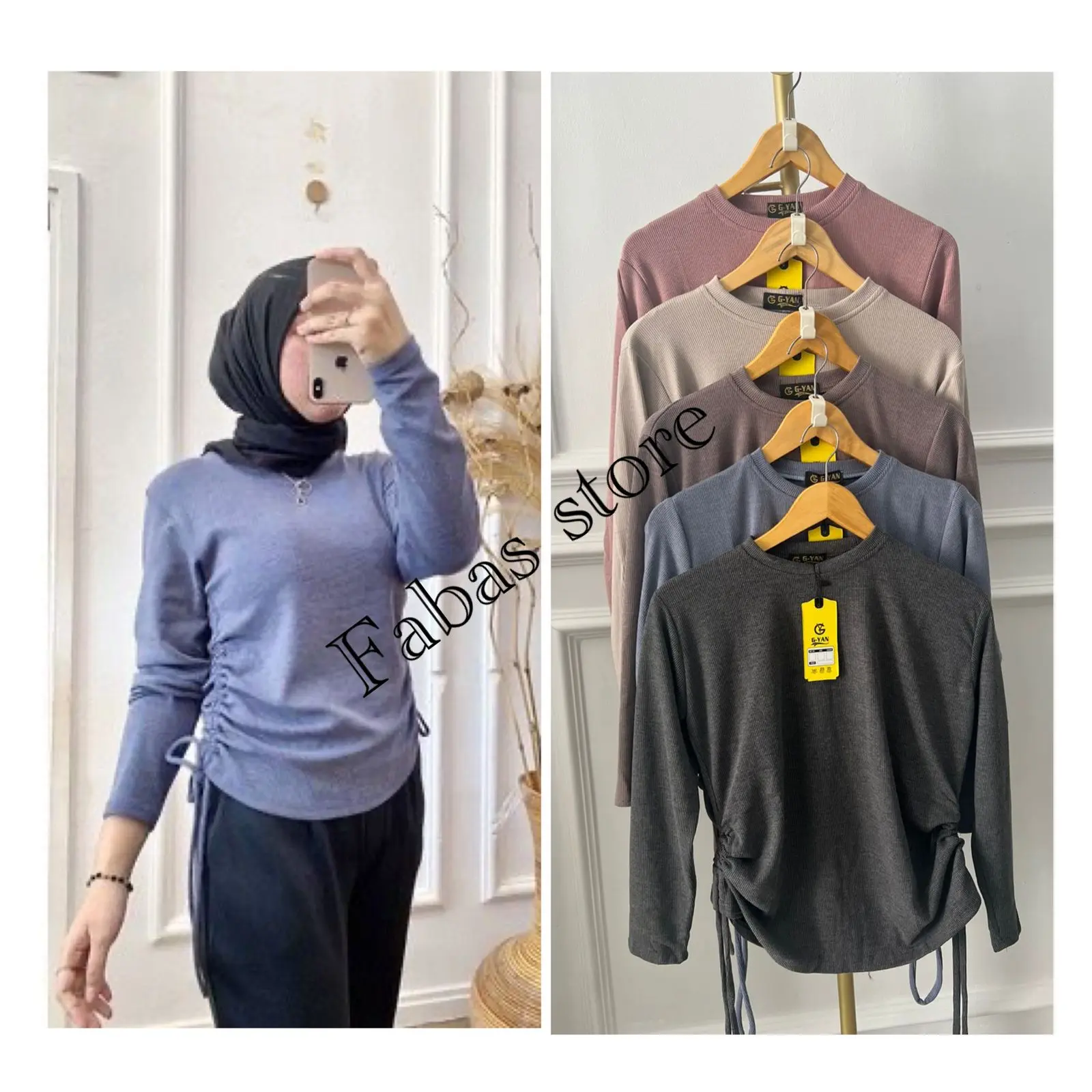 Farasya Korean blouse/ Farasya sweater by fabas store / Blouse Slim-fitting Slim-fitting Atasan Baju Panjang Wanita Basic Top Remaja Kaos