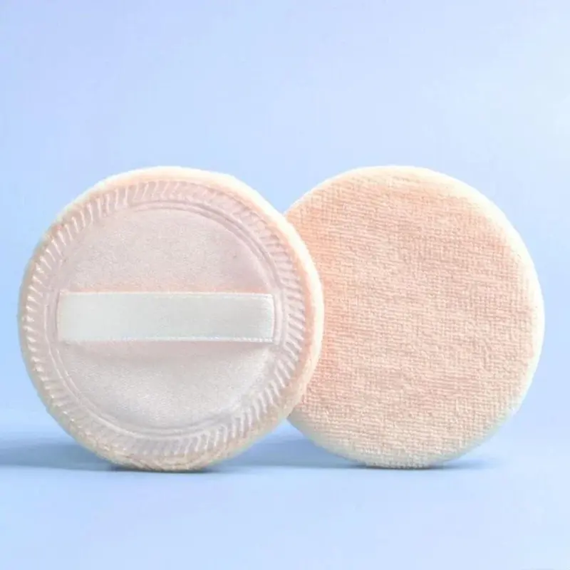 Round Face Foundation Powder Puff Pure Cotton Ribbon Dry Powder Puff Loose Powder Setting Powder Puff Portable Soft Makeup Powder Puff