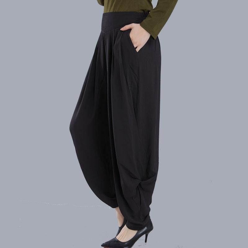 Quần Harem, Dành Cho Nữ, Bộ Sưu Tập Mùa Hè Mới, Cạp Cao, Phong Cách Thường Ngày Dáng Rộng Rãi, Quần Ống Rộng, Cỡ Lớn, Quần Dài Ống Loe, Thiết Kế Củ Cải Đèn Lồng 2
