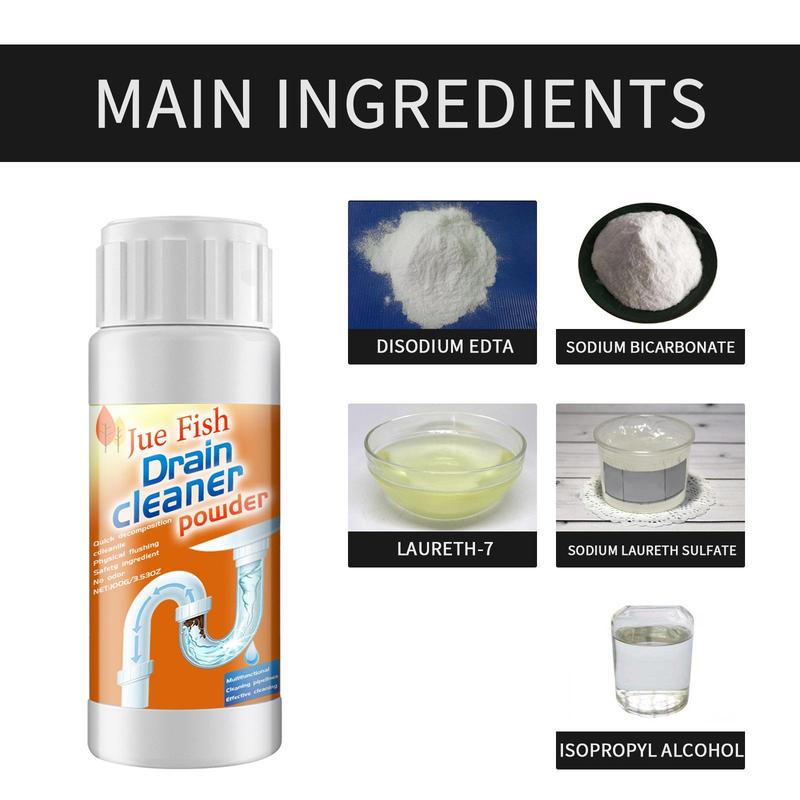 Product Introduction of Drain Cleaner, 1 Count Quick Dissolving Kitchen Sink & Toilet Floor Drain Cleaning Powder, Household Cleaning Product for Kitchen Bathroom Toilet 3