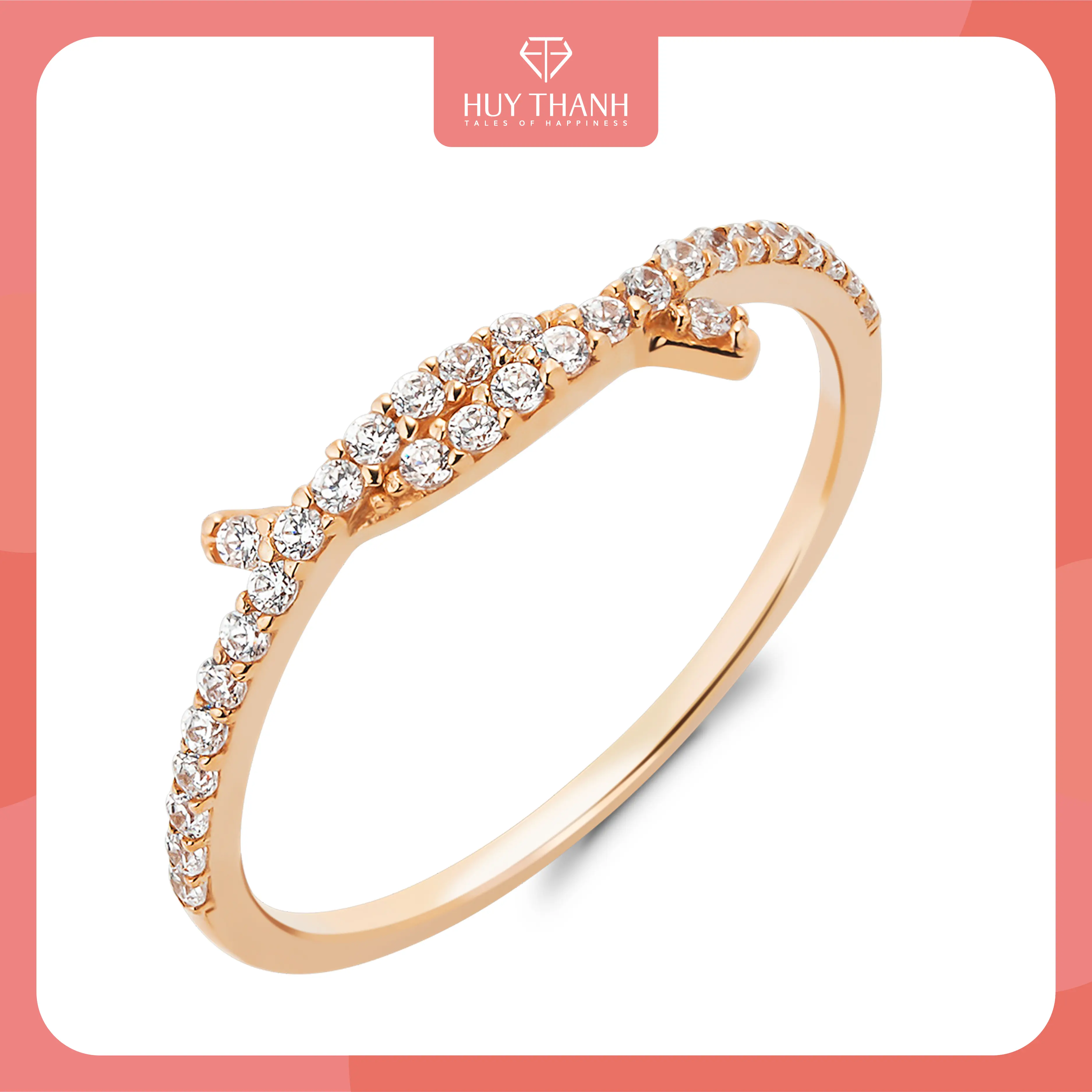 HuyThanhJewelry NLF445 Nhẫn nữ vàng tây 10k Thời Trang Gắn Đá Lấp Lánh